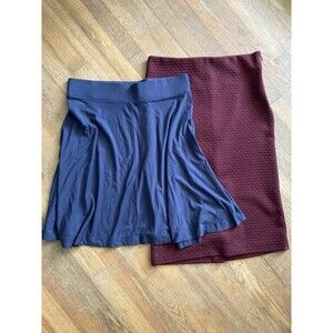 LOFT Skirts Bundle of 2 MEDIUM Gray Flare Burgundy Straight Pencil